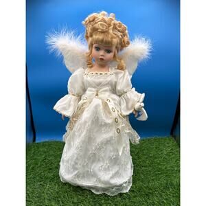 2000 Collector’s Edition Porcelain Angel Doll with Dove & Feathery Wings